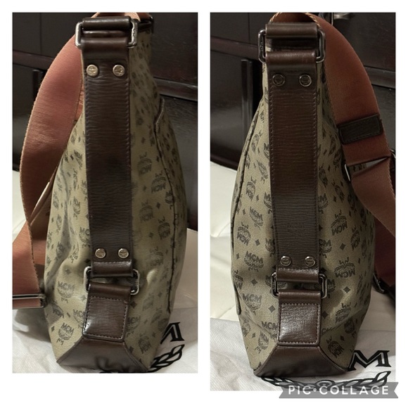 Gorgeous EUC- MCM Marble Visetos Crossbody-Tan/Brown Coated Canvas-Leather Trim - Picture 12 of 17